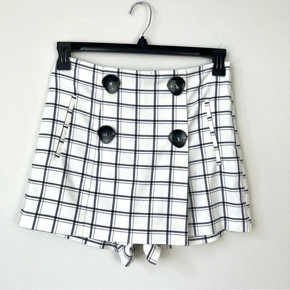 Zara Plaid Button School Girl Preppy Mini Skort - Picture 1 of 5